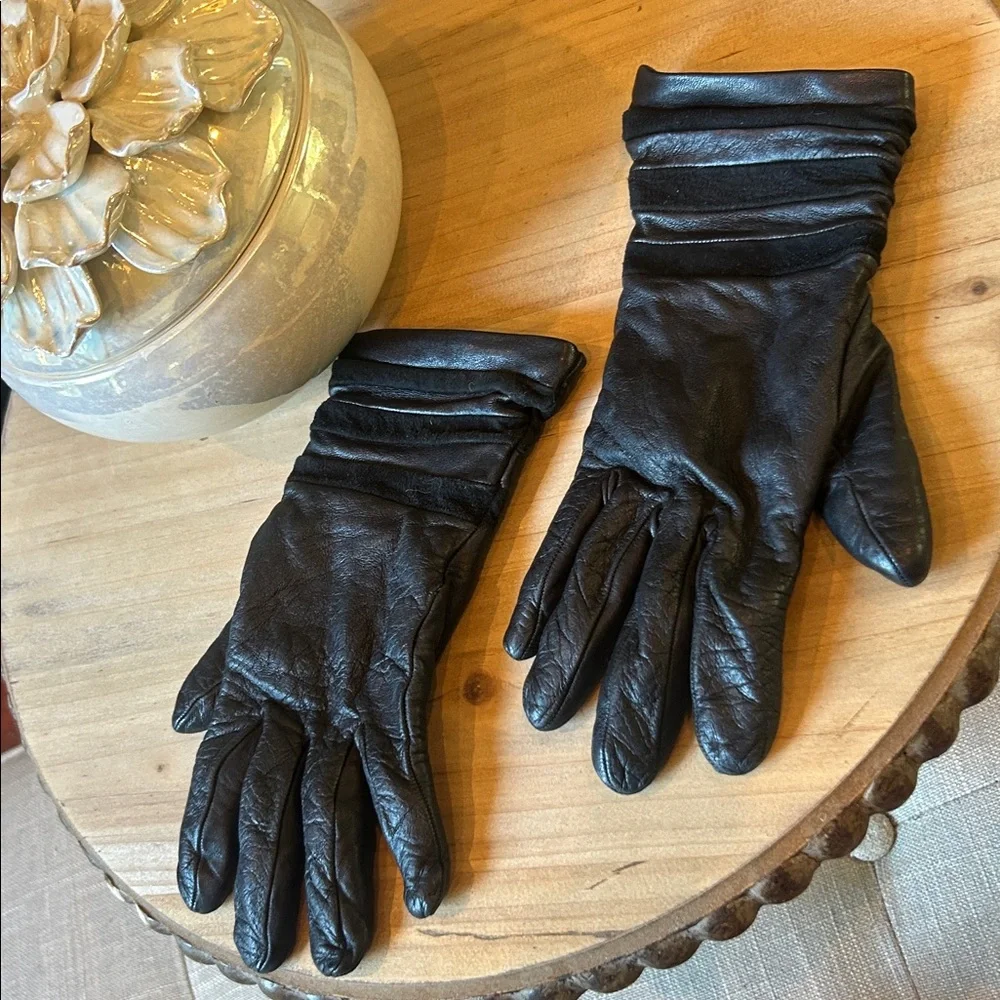 Giada Paris Black Leather/Cashmere Interior Hand Gloves